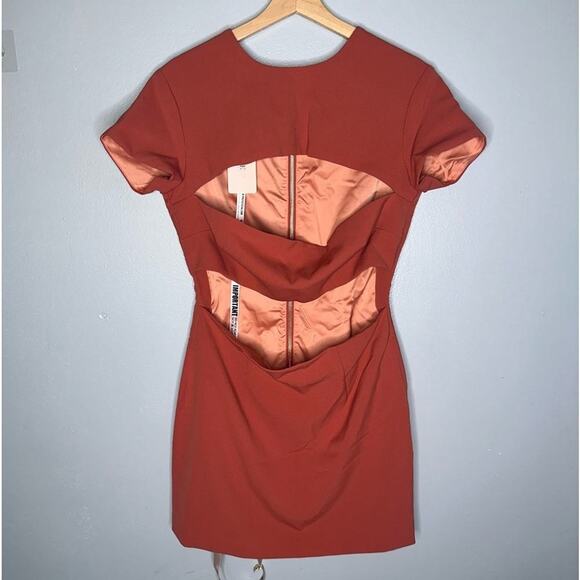 House Of CB Violeta Mini Dress NWT Cut Out Short Sleeve Salmon Color Size Large - Picture 2 of 10